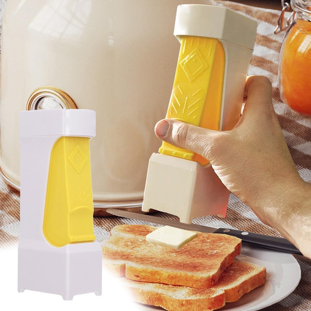One-Touch Butter Cutter, 2025 New Portable Butter Cutter Slicer Single Stick, Multi-Functional Cheese Splitter Butter Slicer Dispenser for Quickly Making Bread Cakes Breakfast (1)