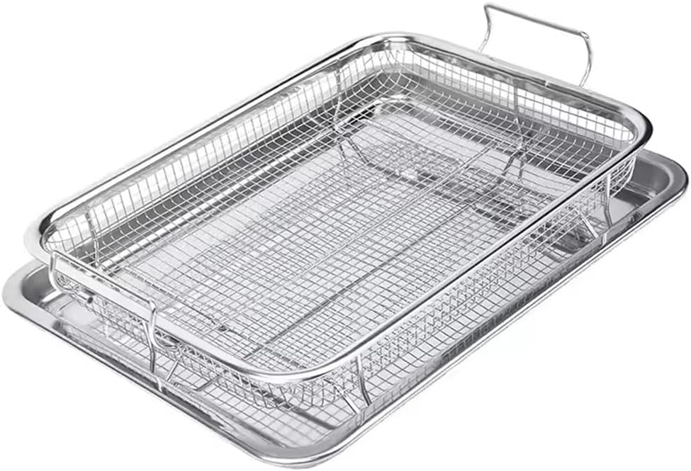 Air Fryer Basket for Oven, 15"x11", 2 Piece Nonstick Crisper Tray & Basket, Stainless Steel Fryer Accessories for Crispy, healthy cooking, Multipurpose Air Fryer