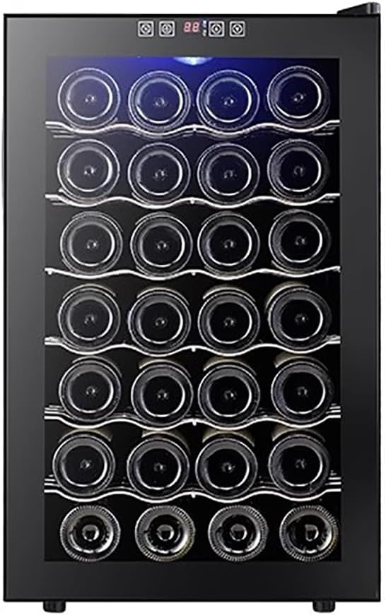 Single Zone Wine Beverage Refrigerator, 16-28 Bottle Capacity Wine Cabinet, Adjustable Temperature Control, with 3 Layers Tempered Glass Door, Low Noise Kitchen Wine Cellar,C