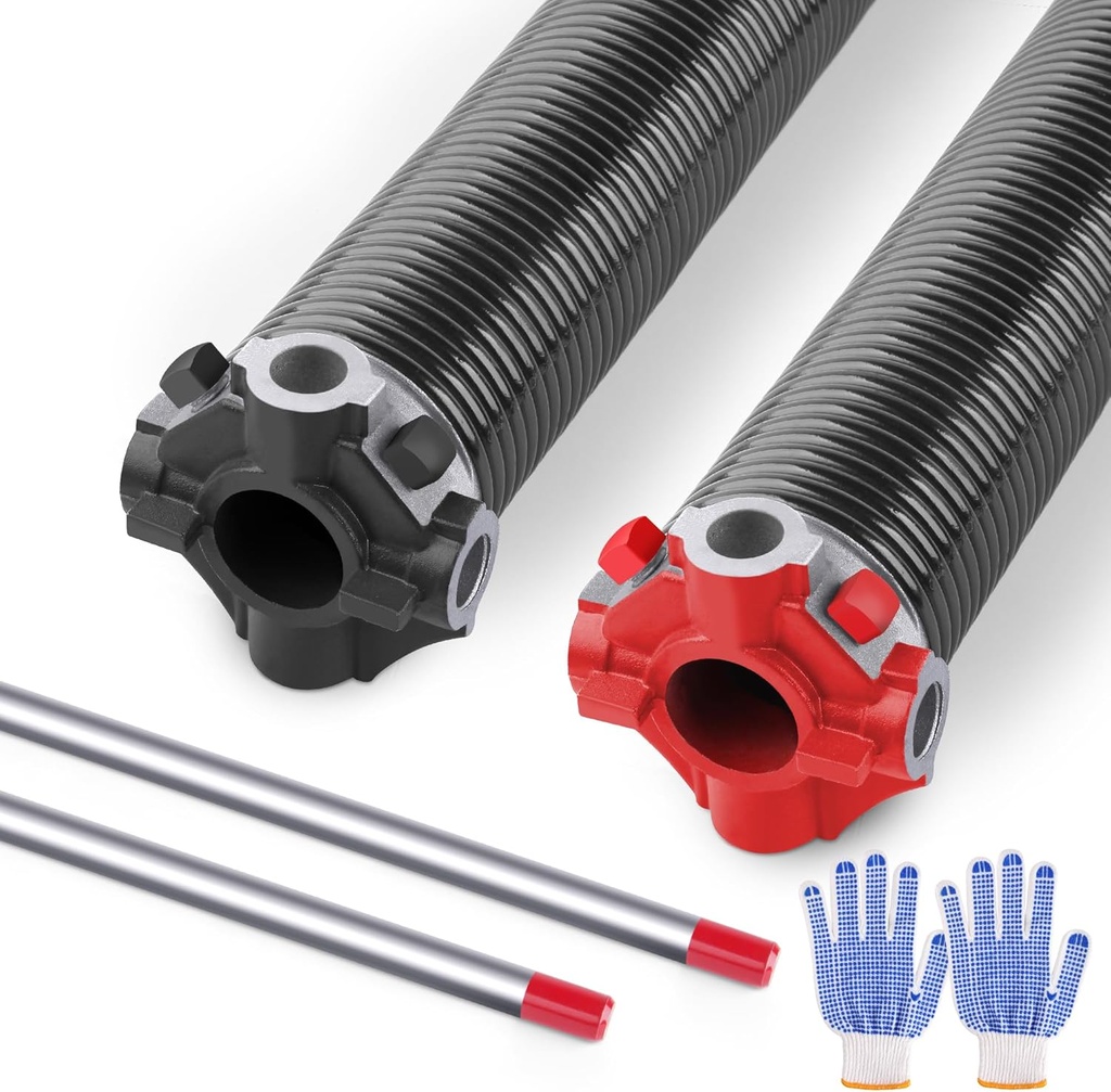 One Pair of 2" Garage Door Torsion Springs, Electrophoresis Coated Garage Spring Set for Replacement with Non-Slip Winding Bars - Size 234x2x27"