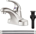 Aolemi Bathroom Faucets Arc 4 Inch Centerset Bathroom Sink Faucet Single Handle Vanity Faucet with Supply Lines,with Pop Up Drain Assembly,Brushed Nickel