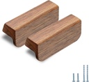4 pcs Walnut Wood Square Angle 2.75 in Wooden Windbreaker Cabinet Door Handle Wooden Antique Style Long Walnut Cabinet Drawer Door Handle