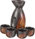 Ciieeo 1set Traditional Japanese Sake Set Ceramic Sake Pot and Cups Elegant Liquor Kettle for Rice Wine and Spirits Table Decoration for Dining and Entertaining