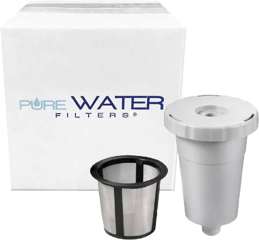 Reusable Coffee Holder and Filter Set, Grey 3 part with filter basket works with Keurig My K-Cup Home brewers by PureWater Filters