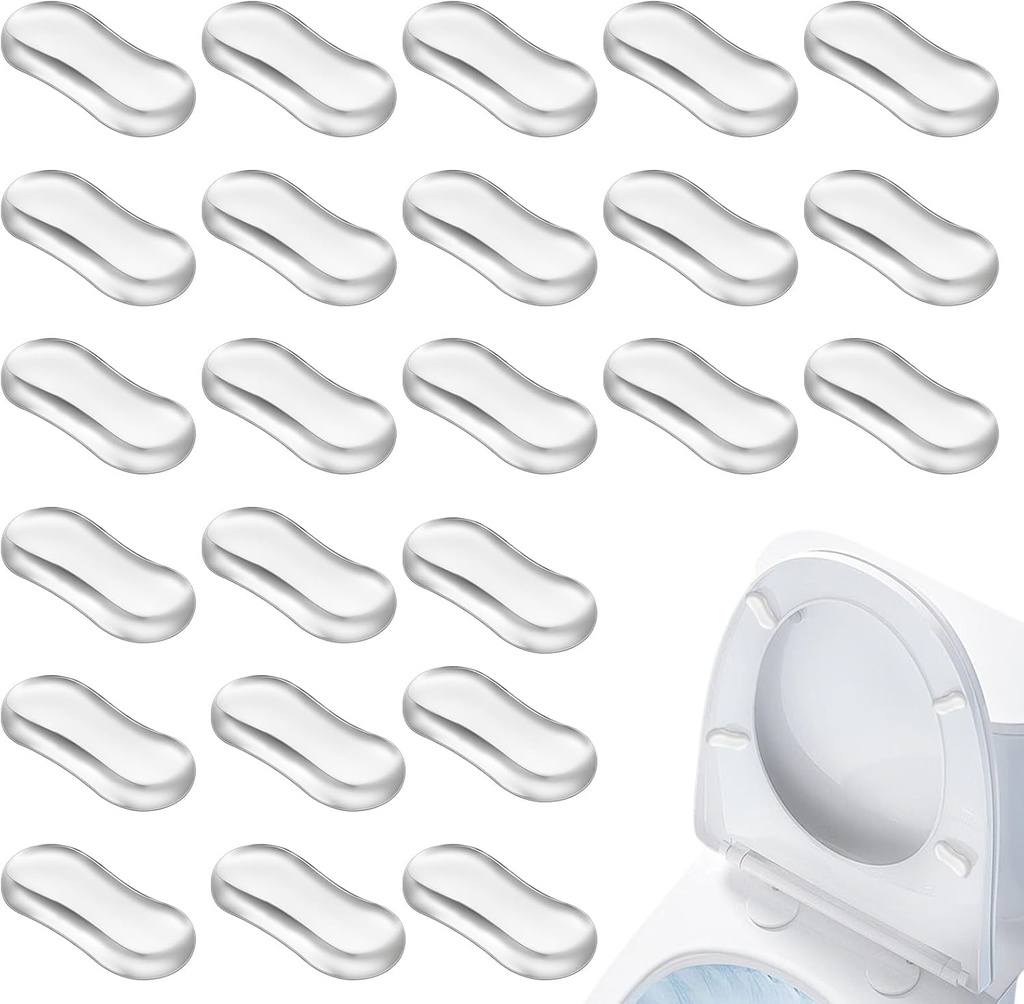 20 Pieces Toilet Seat Bumpers, Silicone Strong Adhesive Toilet Seats Lid Bumper, Adhesive Lid Buffers for Home Hotel and Hospital Toilets