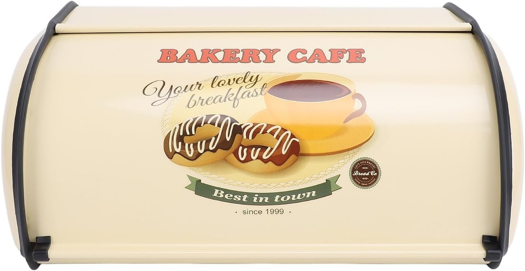 TOPINCN Luxury Champagne Drum Shape Bread Box, Large Capacity Metal Bread Storage Bin, Iron Organizer for Kitchen Bakeries Restaurants Hotels, (Type 3)