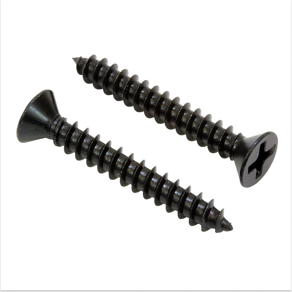 Bolt Dropper No. 8 x 2'' Black Screws, Xylan Coated Stainless Flat Head Phillips Wood Screw Deep Cut (25 Pack), 18-8 (304) Stainless Steel Anti Corrosion