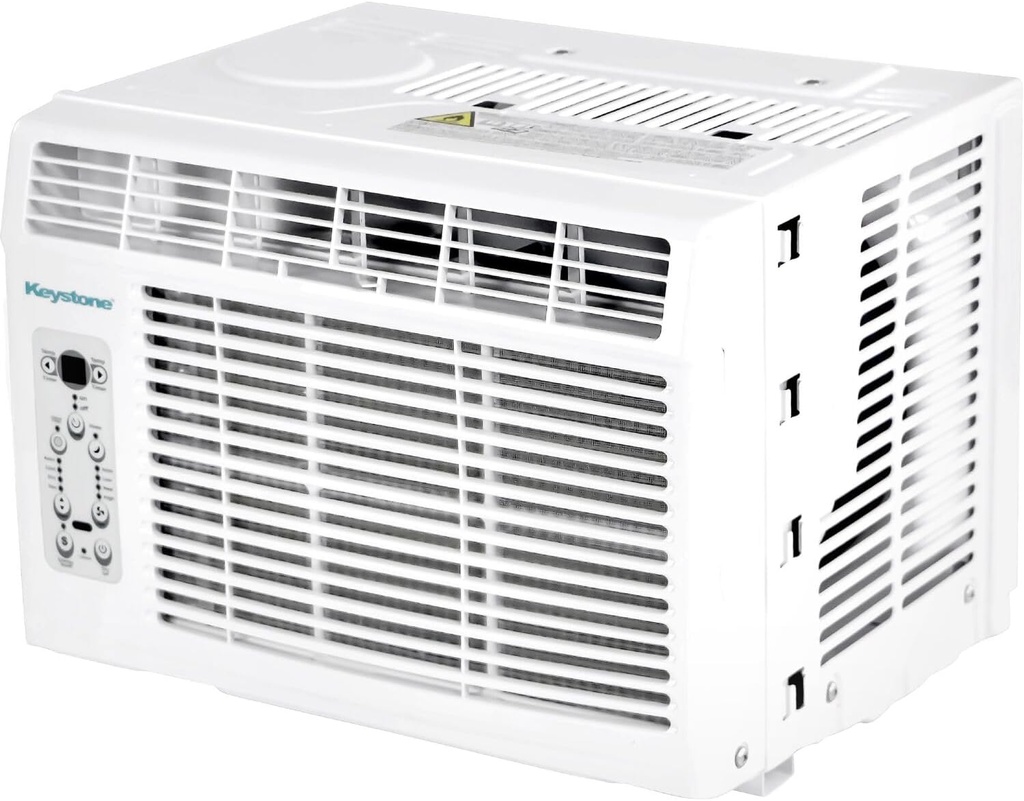 Keystone 6,000 BTU Window Mounted Air Conditioner & Dehumidifier, 115V, Air Conditioner for Rooms up to 250 Sq.Ft. with Smart Remote Control