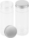 CABAX 12oz Clear Plastic Jars with Silver Lids, 350ml Round Food Storage Containers for Dry Goods, Cereals, Spices and More for Home Kitchen Storage, Pack of 2