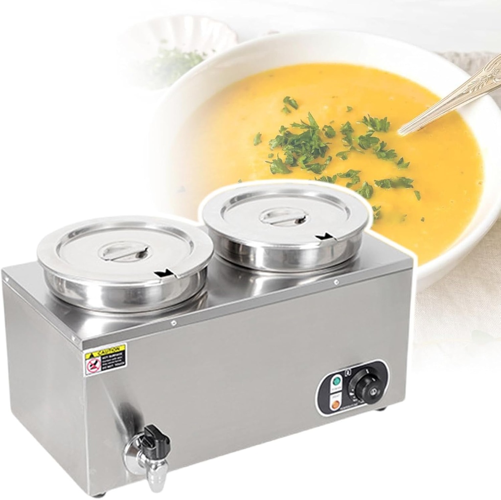 Large Capacity Soup Maker, Free-Standing Electric hot Pot, Drainage Design, Removable Bucket, Thickened Stainless Steel Body, 2 Buckets