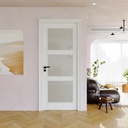 32"x80" CARB P2 Solid Core & Pre-Finished Thick SGCC Frost Glass Doors, Interior Door for Room, 3-Panel Pre-Built Wood Panel w/o Prehung Jamb, Slab Door for Closet, Bedroom Doors