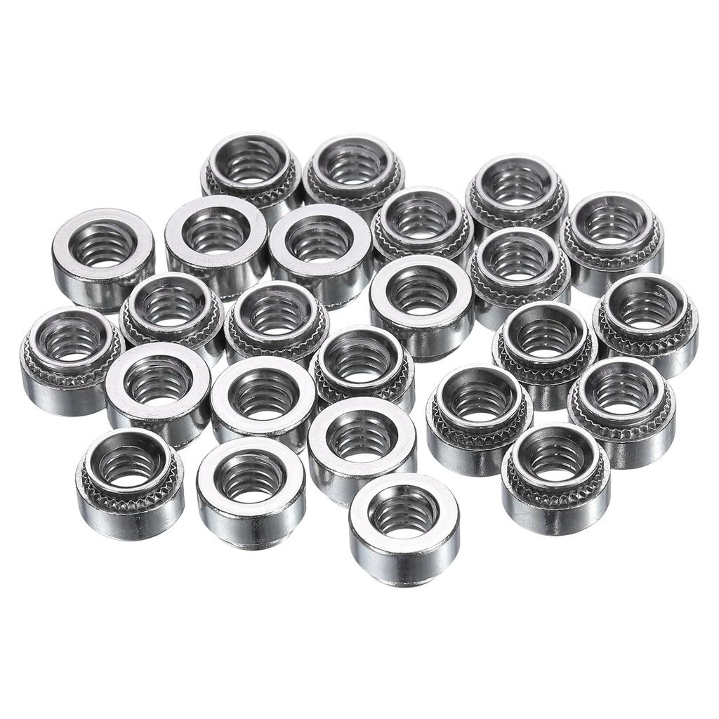 uxcell 25Pcs Self-Clinching Nuts, 1/4"-20 x 0.26 304 Stainless Steel Pressure Rivet Nut Mounting Hardware Fastener for Construction Industry