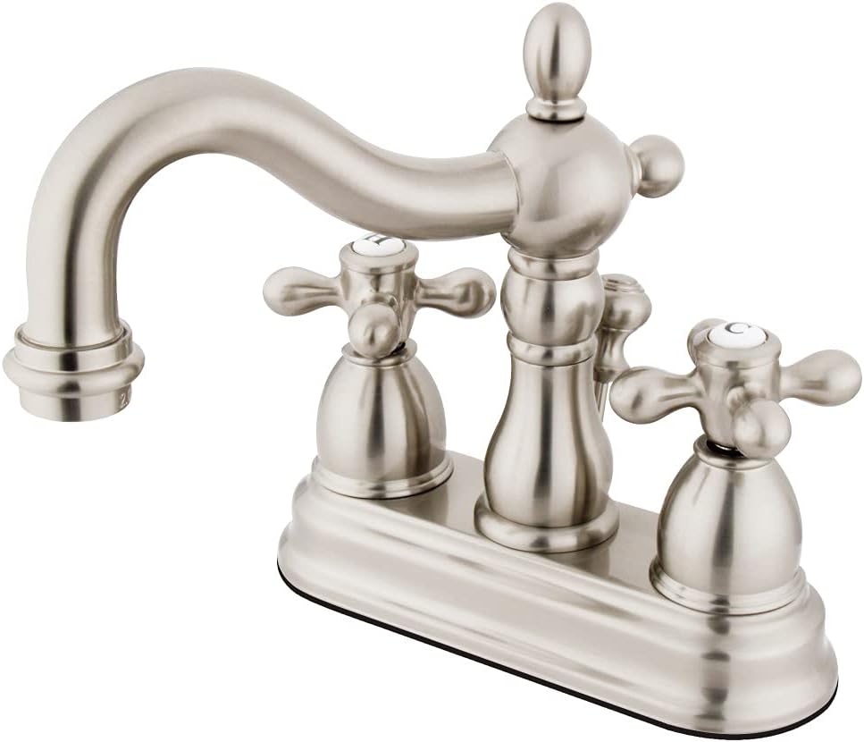 Kingston Brass KS1608AX Heritage Centerset Lavatory Faucet Pop-Up, Brushed Nickel