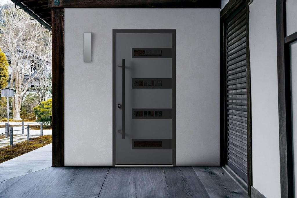 VDOMDOORS Ronex 0131 | Grey | Exterior Steel Single Front Door | Right-Hand inswing | Size: 36" x 80" | Prehung
