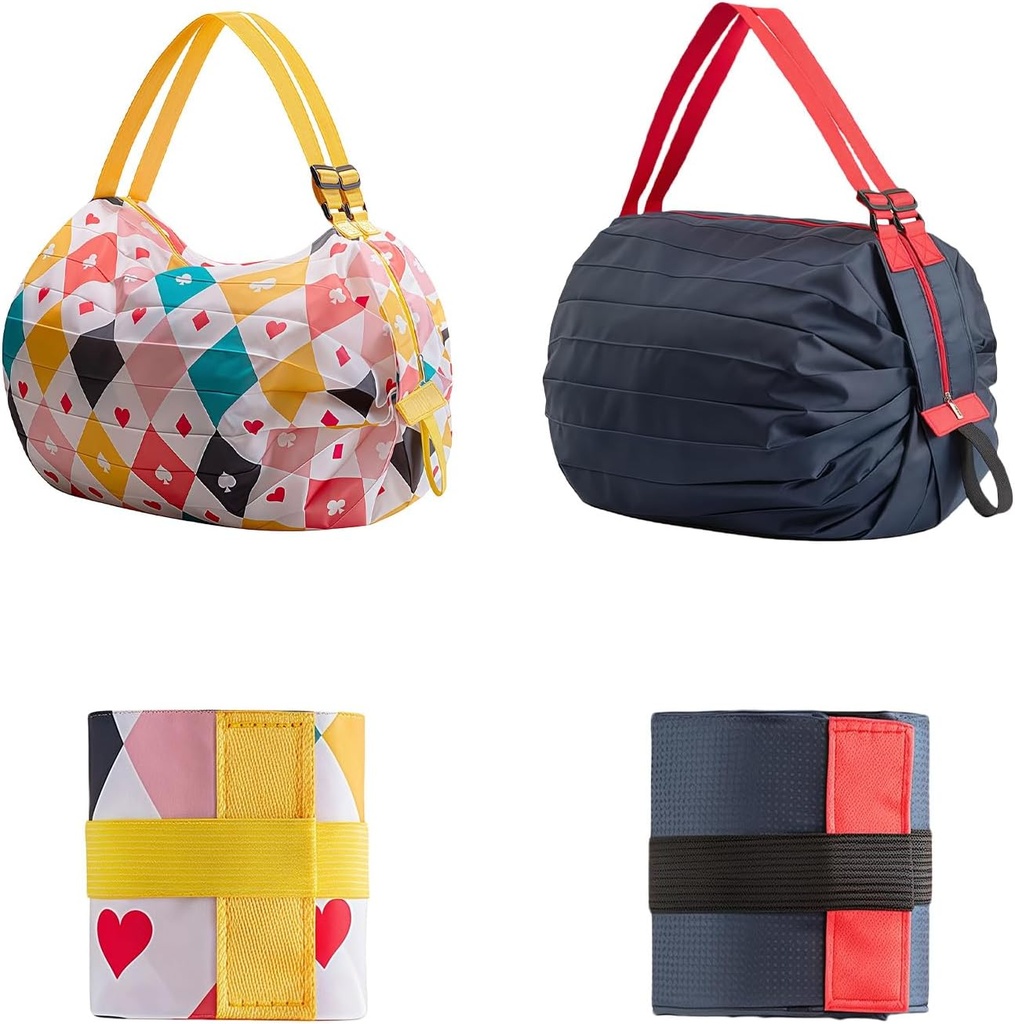 Reusable Grocery Bags Foldable Shopping Bag Reusable Shopping Bags Lightweight Foldable Tote Bag for Grocery Travel Home Use 2Pcs