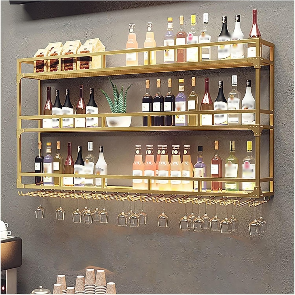 Bar Unit Floating Shelves, Led Liquor Bottle Display Shelf, Mini Bar Liquor Cabinet, Bar Bottle Display Shelf, Multifunctional Storage Rack, for Kitchen Living Dining Room Home Wine Cellar C