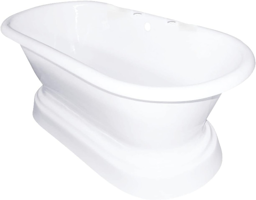 Kingston Brass VCT7D663025 Aqua Eden Pedestal Tub, White