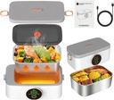 Electric Lunch Box for Adults,1L Large Capacity Self-Heating Quickly,Battery-Powered Food Warmer,Cordless for Office,Car,Travel,Party,Camping Use,158°F Heat Timmable