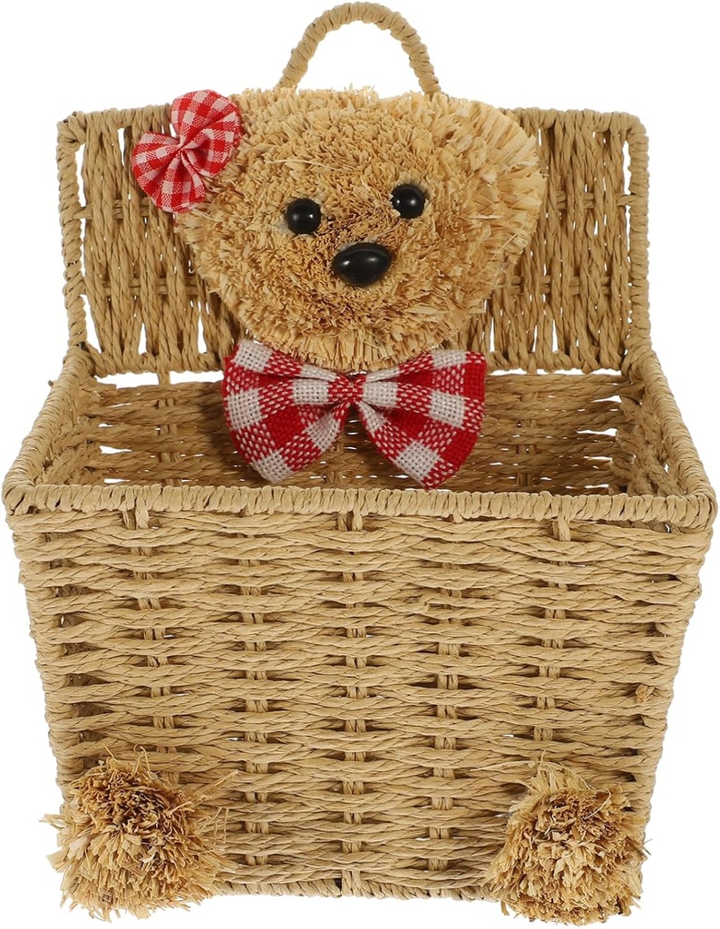 Mikinona Woven Hanging Storage Basket Stackable Wall-mounted Multi-use Desktop Basket for Books Flowers Kitchen Sundries Decorative