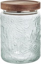 24 OZ Glass Storage Jar with Airtight Bamboo Wooden Lids, Vintage Food Containers Canisters Sets for Kitchen Counter Pantry, Sugar, Flour, Candy, Tea, Coffee Beans, Oats, Grain Bin, Pasta, Cereal