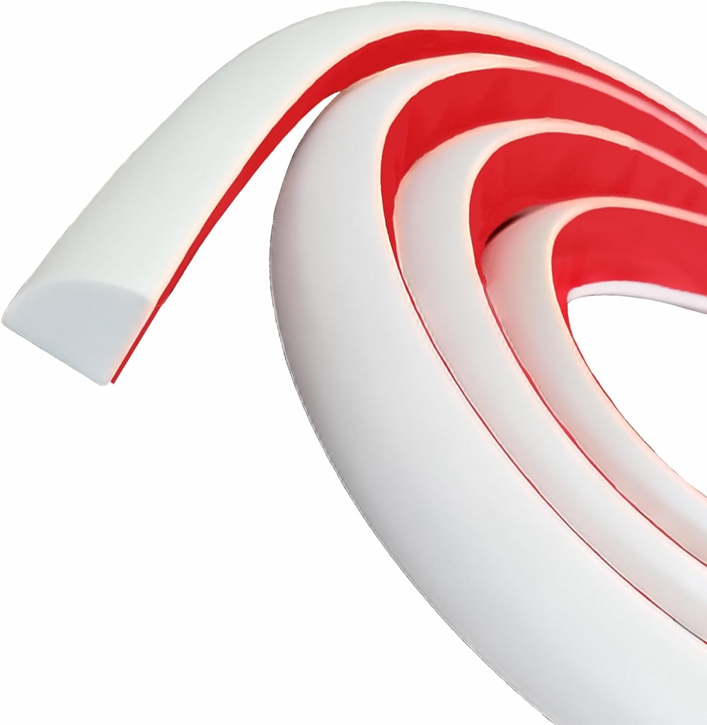 Peel and Stick Quarter Round Molding, 1/2 x 39'' Flexible Rubber Edge Trim, Molding Double-Sided Self Adhesive Wall Corner Trim for Floor, Wall, Tub, Cabinet,Curved Stairs (White-39'')