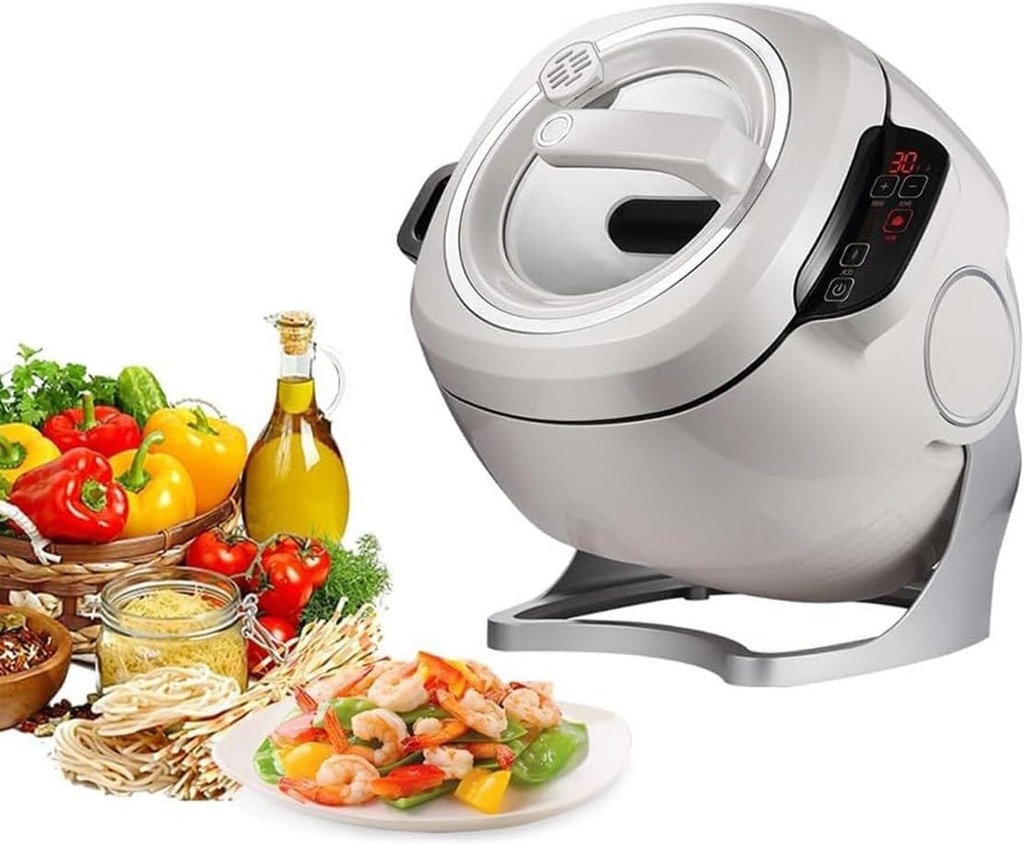 Automatic Cooking Machine, 6L Drum Type Food Processor with Smart Touch Screen, 3 Gear Fire and Pot Body Adjustment, 360° Rotating and 3D All-Round Heating