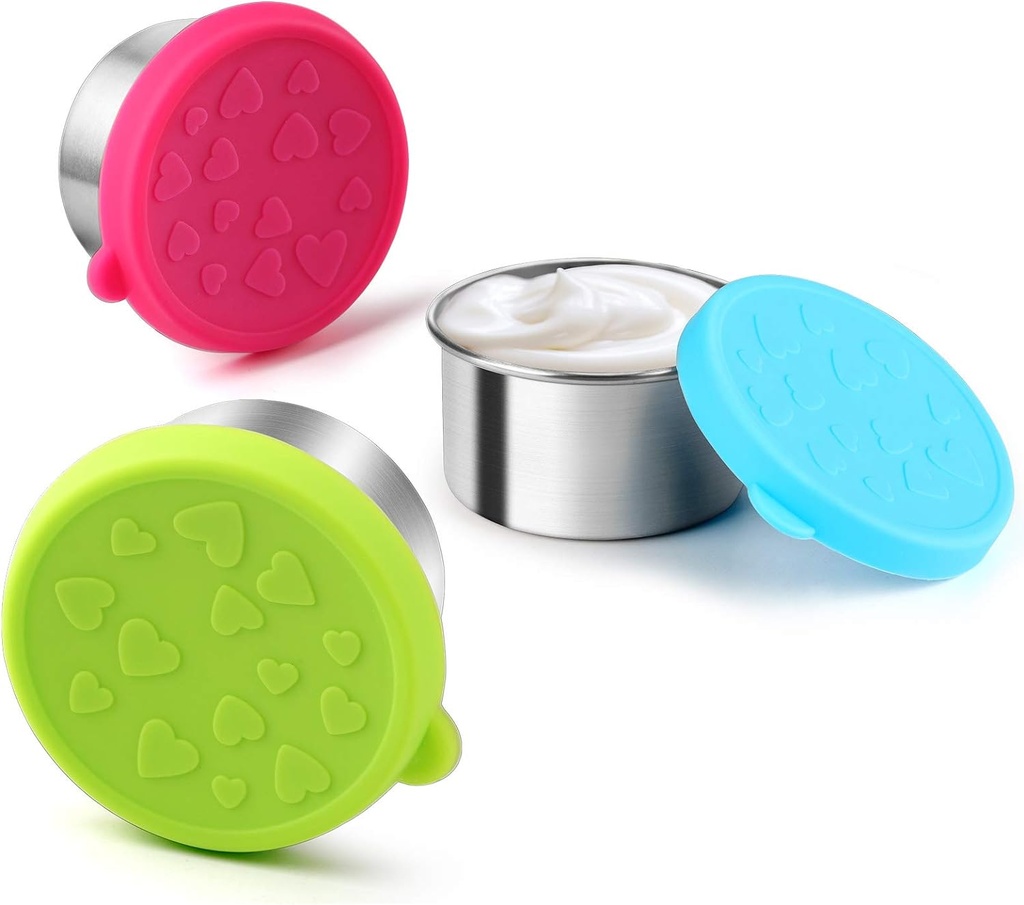 FANGSUN Dressing Containers to Go for Condiments, Salad Dressing, Dips, Snacks, Stainless Steel Dipping Sauce Cups, Fits in Bento Box for Lunch, Mini Food Storage Containers with Lid (Multicolor)