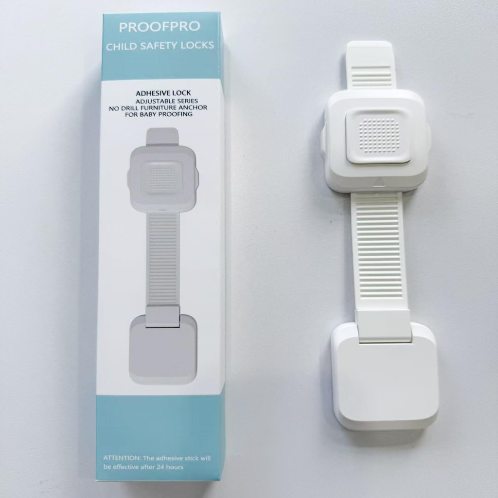 2 Pack Child Proof Non-Metal Cabinet Door with Adjustable. Keep Baby Out of Cat Food & Litter Box. for Door Knobs & Lever Handles - Easy to Install