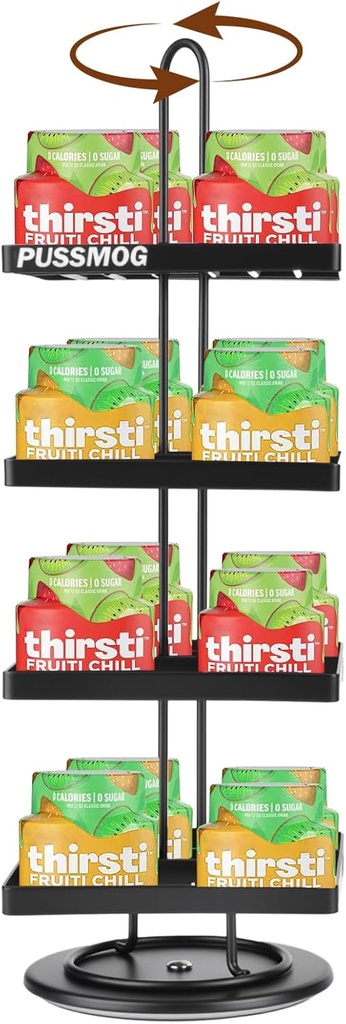 16 Flavor Pods Storage Holder, Turntable 360° 4-tier Flavored Water Drops Organiser,Compatible with Ninja Thirsti Drink System,360° Rotating Storage Rack for Ninja Thirsti Soda Maker WC2002