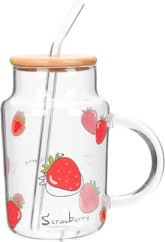 Large Capacity Glass Cup Health Grade Straw Cup for Drinks Beverages for Home Office