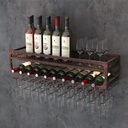 Wall Mounted Wine Rack Wine Glass Goblet Holder, Metal Hanging Wine Holder Bar Wine Cellar Kitchen Counter Floating Storage Display Shelves