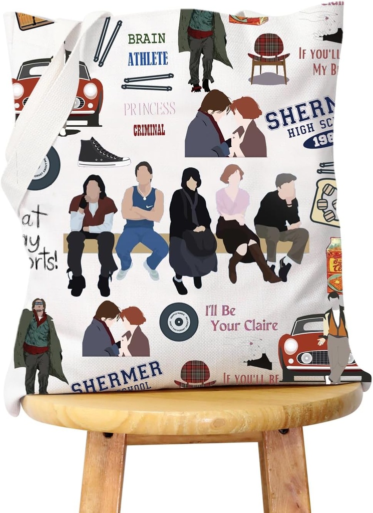 WCGXKO 80's Movie Inspired Canvas Tote Bag - Reusable Shopping Bag for Movie Fans Club Gift