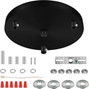 10 Inches Light Canopy Kit, Heavy Duty Replacement Ceiling Cover Plate & Mounting Hardware for 3-Light Cluster Pendant Lighting Fixture (Black)