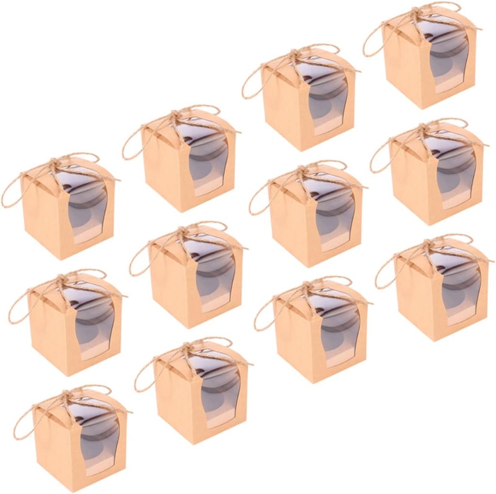 12Pcs Handheld Muffin Cupcake Boxes with Transparent Window for Weddings Birthday Parties and Desserts Transport Lightweight Pastry Containers
