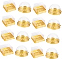 Ciieeo 100Pcs Golden Moon Cake Boxes with Round Covers Bakery Packaging Containers for Cakes Cupcakes Pastries Desserts for Storage and Presentation