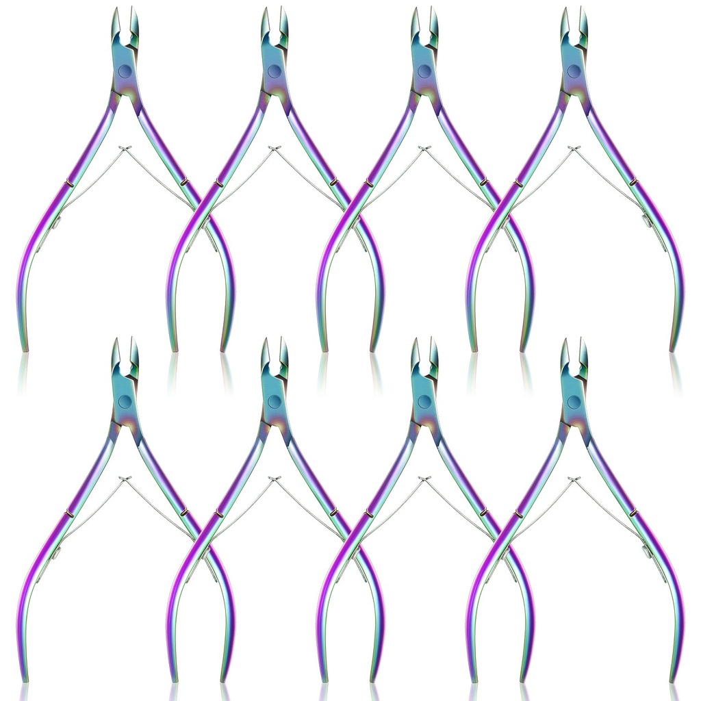8 Pieces Cuticle Trimmer Stainless Steel Cuticle Nippers Pointed Blade Dead Skin Cutter Clipper Remover Scissors Manicure Tools for Fingernails and Toenails(Vivid Color)