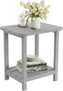 Sundale Outdoor Adirondack Side Table, Patio All Weather Small Adirondack End Table HDPE Water Resistant 2 Tier Rectangular Outside Table for Pool, Garden, Beach, Grey