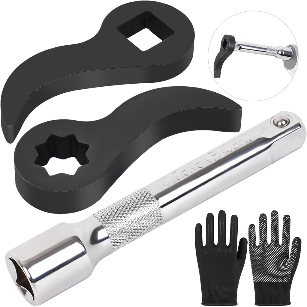 Updated Pry Bar Wrench Adapter - Juvaeny Adjustable Indexing Pry Bar Adaptor Head for 1/2" Drive Ratchets, 4pcs Crowbar Adapter Head Tool with Non - Slip Gloves