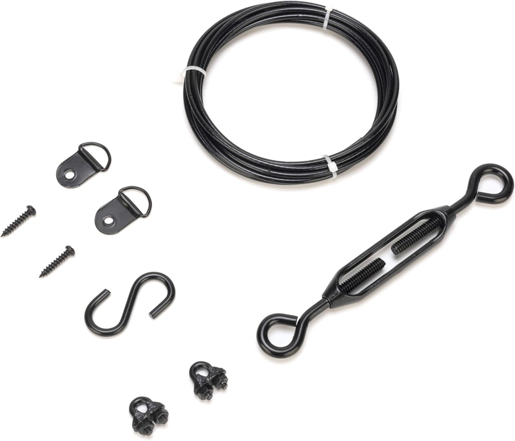 Anti Sag Gate Kit for Wooden Fence, Anti-Sagging Fence Gate Support Cable Kit in Zinc, No Sag Wooden Fence Gate Repair Kit for Outdoor, Anti-Sag Gate Frame Kit, Black, 1 Pack