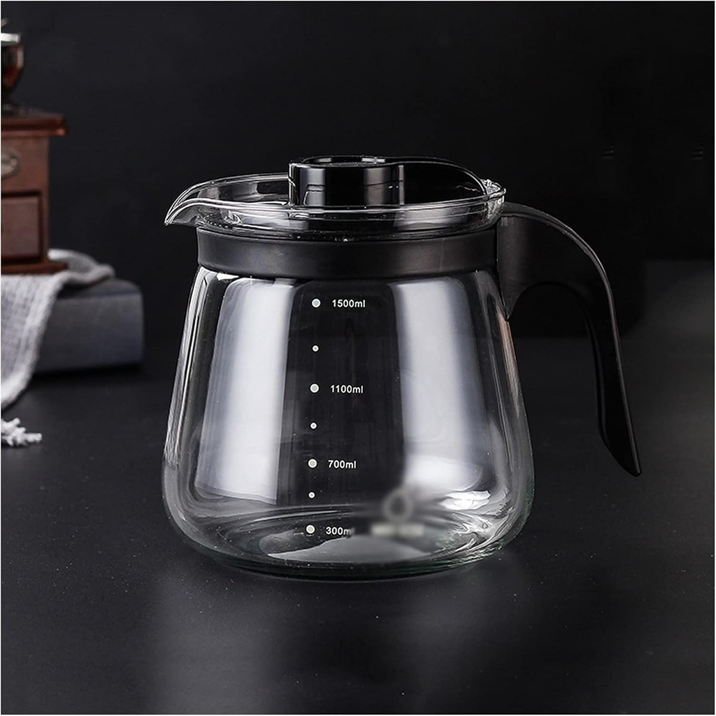 Iced Tea Pitcher Multi-color Glass Jug Household Kettle with Anti-scaling Handle Large-capacity Pitcher with Scale Large-caliber Easy to Clean Cold Water Jug (Capacity : 1.7L, Color : Black)