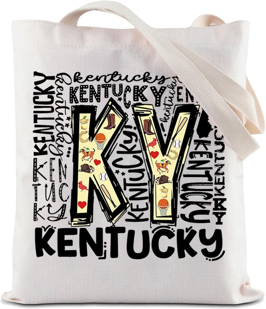 ZJXHPO Kentucky Trip Tote Bag Kentucky Travel Gift Kentucky Souvenir Kentucky Vacation Reusable Grocery Shopping Bag (KY Tote)