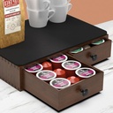 K Cup Holder, Wooden K Cup Organizer Box for Counter, Tea and Coffee Pod Storage Drawer Coffee Maker Stand, 30 Pod Capacity, Walnut Black