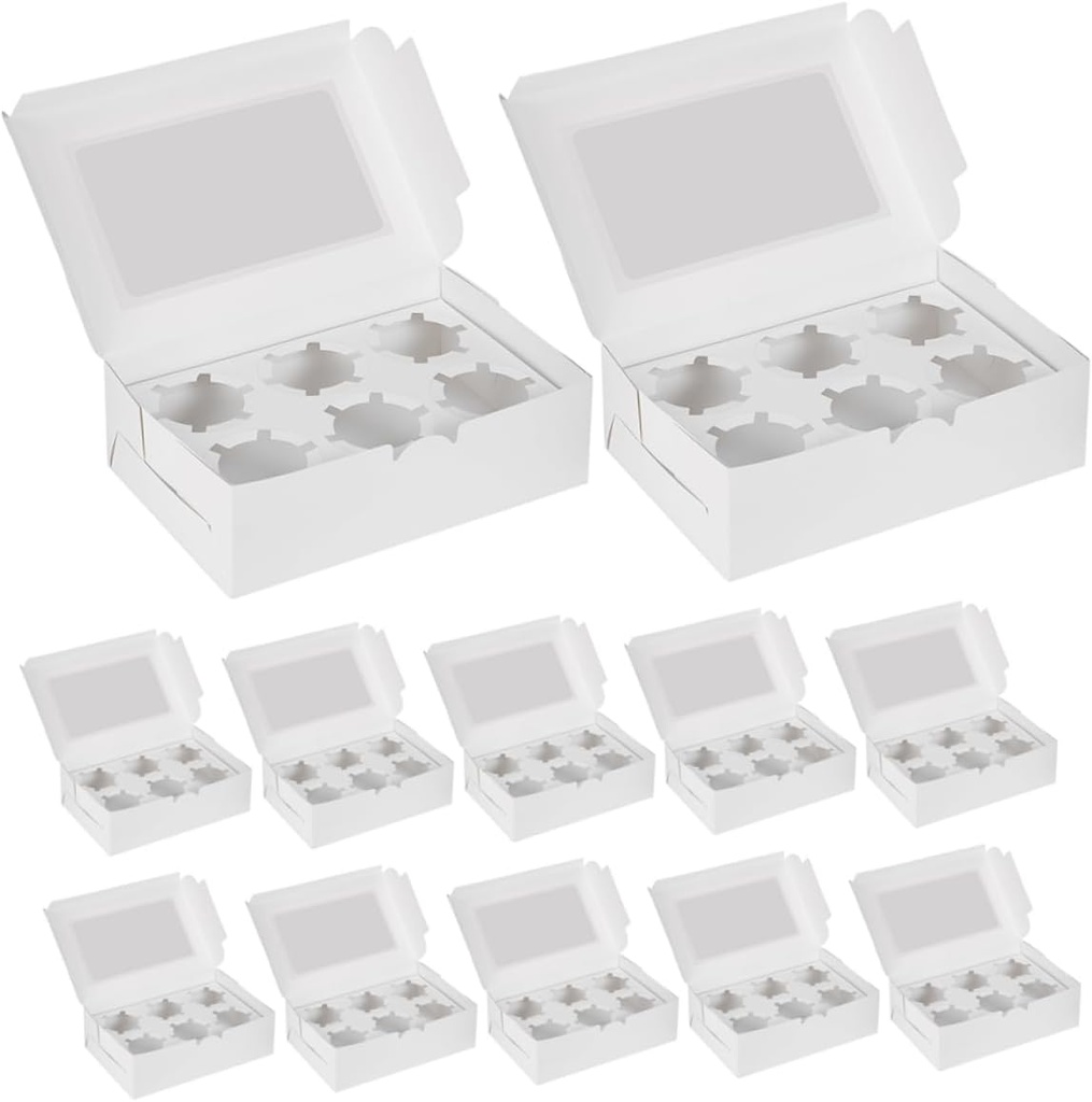 ABOOFAN Decorate Your Cupcakes Style 6-cup Muffin Storage Container Bulk Mini Cupcake Boxes for Events