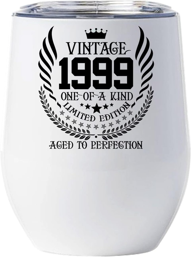 Limited Edition 1999 Wine Glass 26 Years 26th Bday Floral Vintage Tumbler Gift