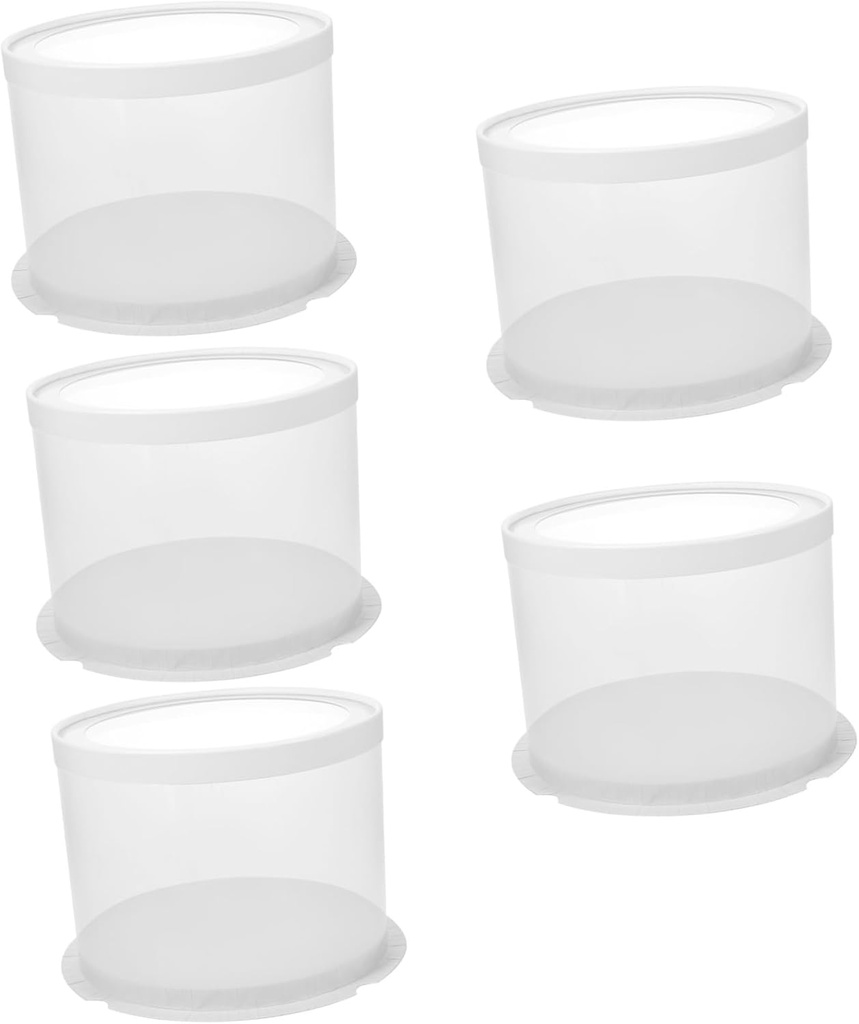 5pcs Round Cake Boxes with Dome Lids Plastic Bakery Cake Containers for Birthday Parties Desserts