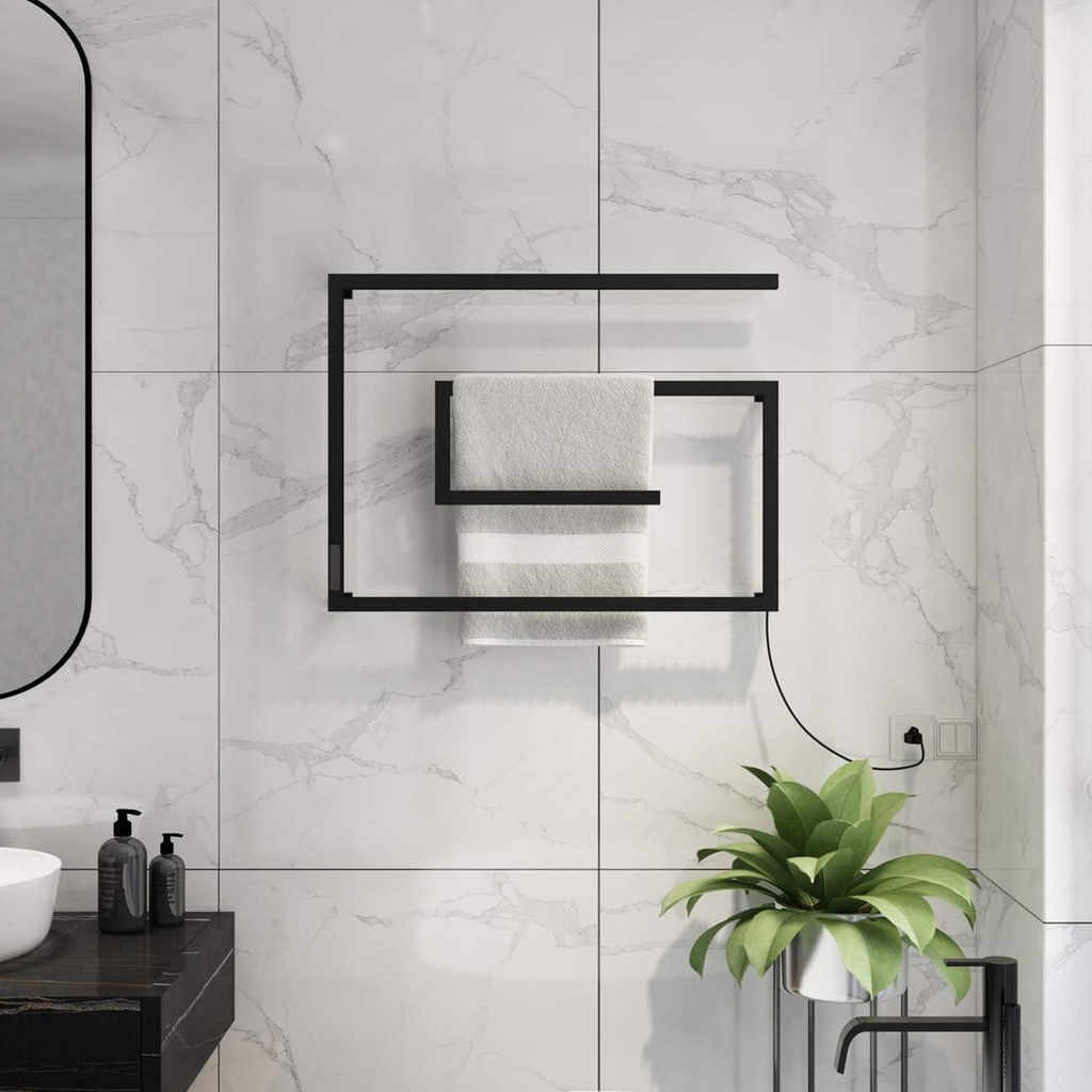 Wall Mounted Electric Towel Warmer Rack with Built-in Timer and Temperature Adjustment Stainless Steel Space Saving Towel Heated Drying Rack for Home Bathroom