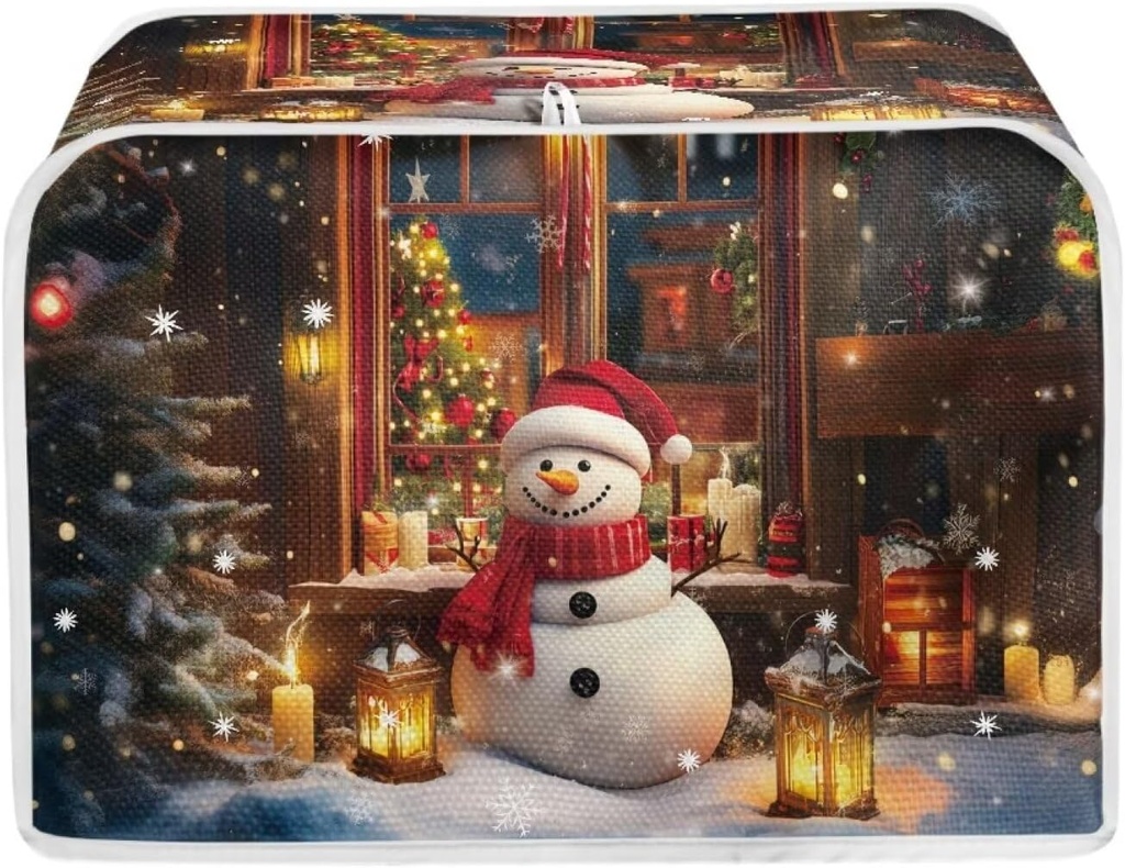 Snowman Christmas Trees Toaster Cover Kitchen Covers Bread Maker Microwave Dustproof Cover Bag, Stainless Kitchen Small Appliance Oven Broiler Cover For Most Major 4 Slice