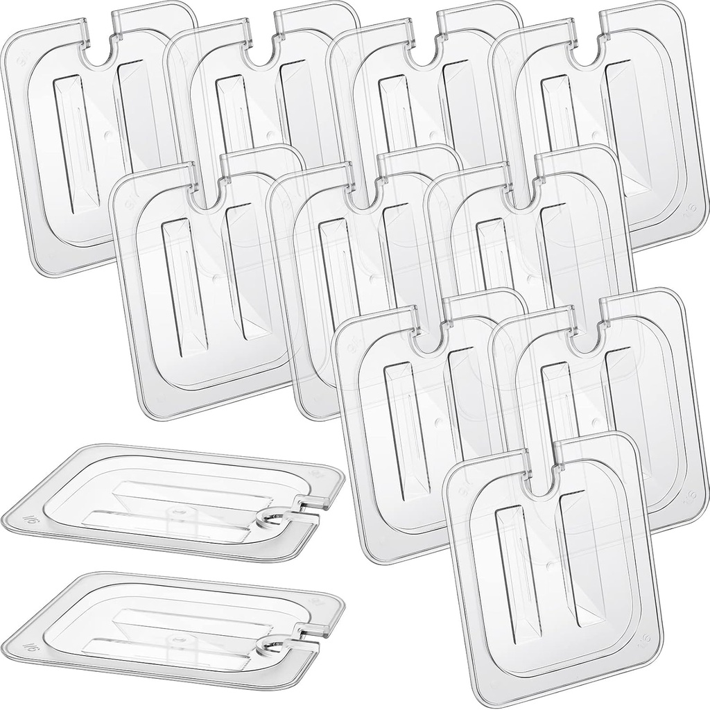 12 Pcs 1/6 Size Food Pan Lid Polycarbonate Universal Handled Food Pan Lid for Commercial Hotel Catering Buffets Restaurants
