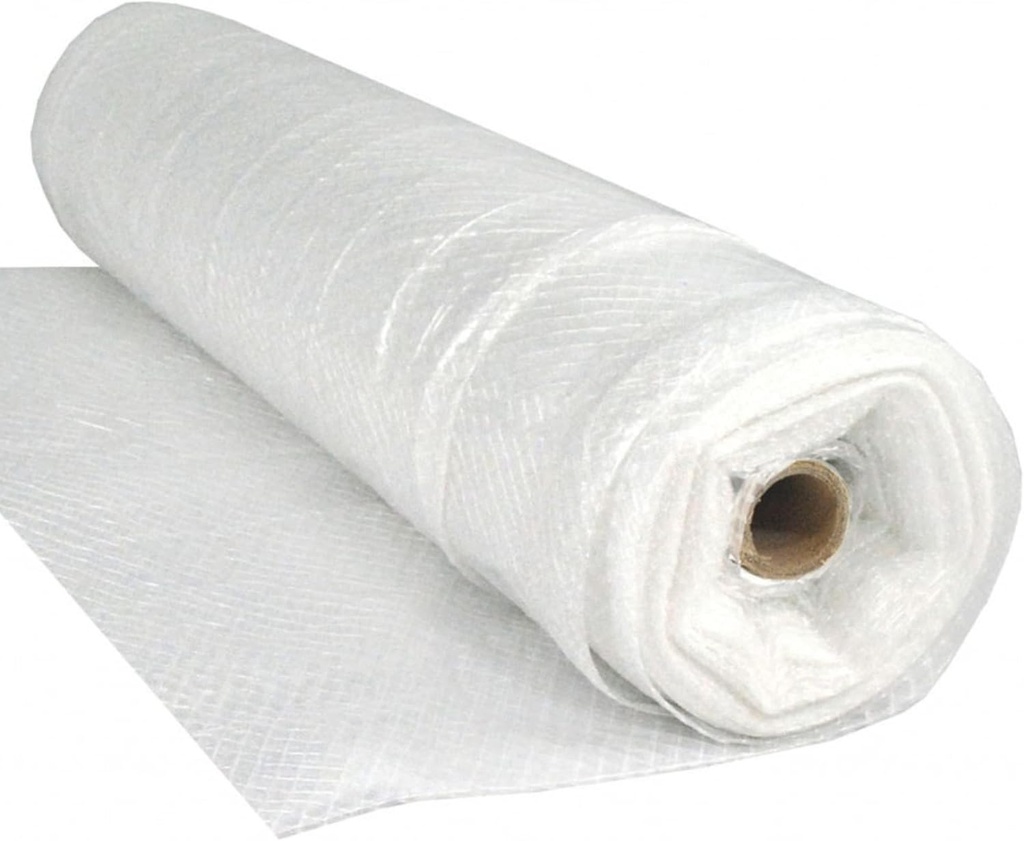 Farm Plastic Supply - Dura Skrim String Reinforced White Plastic Sheeting - 6 Mil - (10' x 50') - Reinforced Poly Film Tear Resistant, Weatherproof, Vapor Barrier Polyethylene Roll for Construction