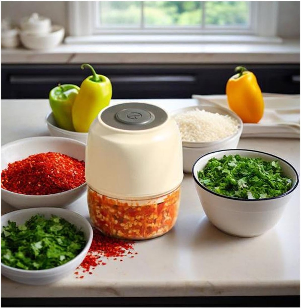 Electric Food Processor, 300ML Portable Garlic Chopper, Cordless Onion Grinder, USB Rechargeable, for Chili, Spices, Meat, Vegetable,Salad